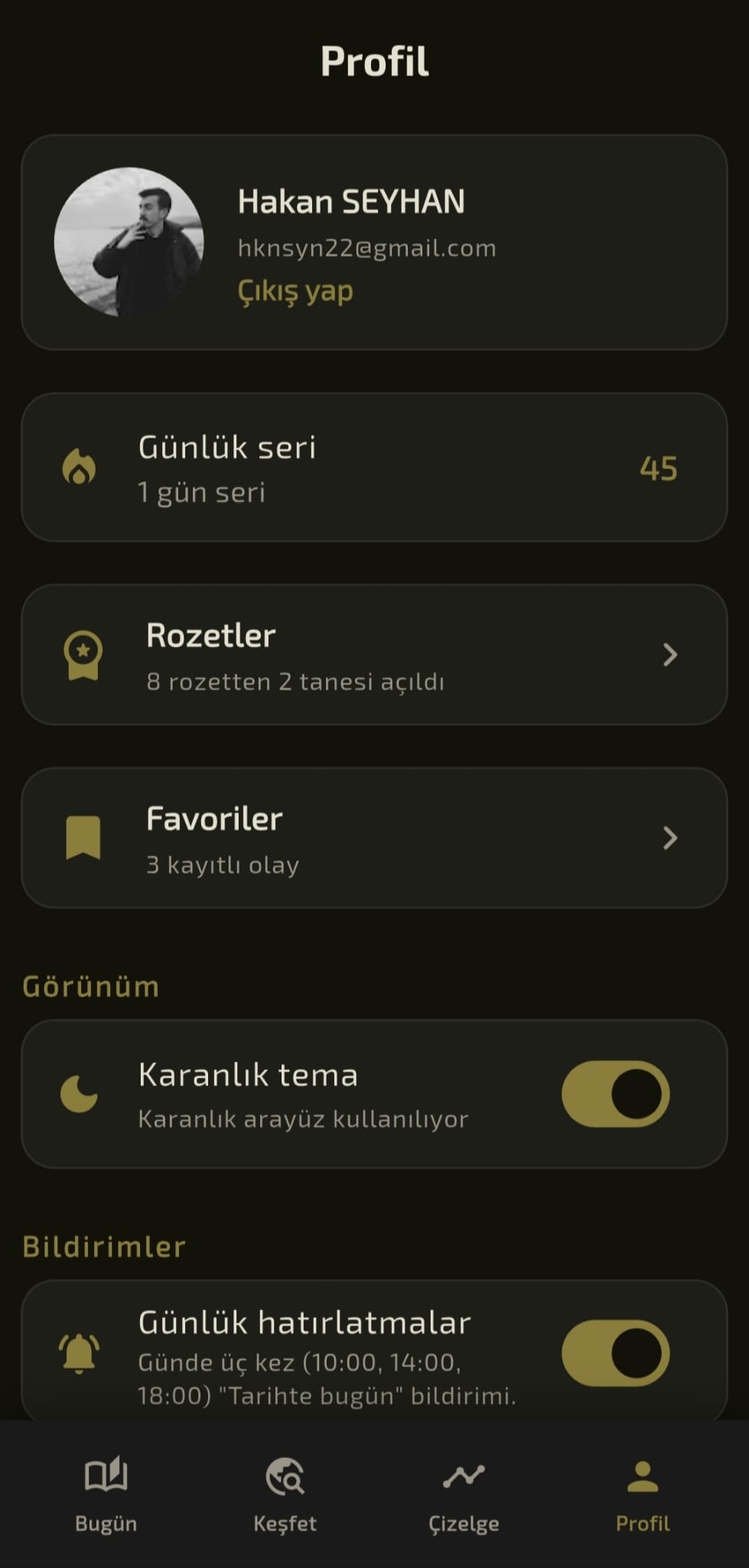 Tario uygulama arayüzü